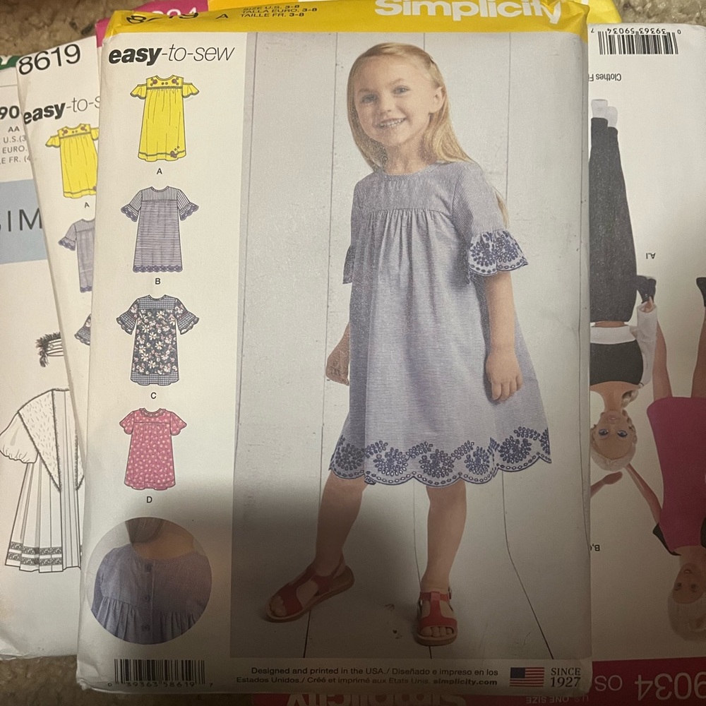 Set of sewing patterns multiple of each